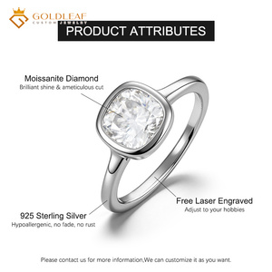 Anillo de Diamante Moissanite con Corte Cojín Goldleaf, Superventas, Chapado en Plata de Ley 925, Anillo de Boda para Aniversario, de Terceros - Product Image 2