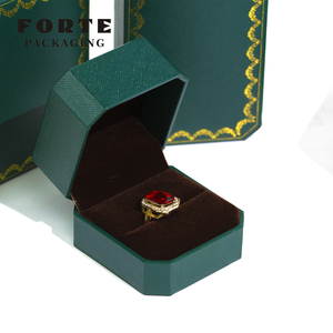 FORTE High Quality Fancy Handmade Leatherette Paper Jewelry <b>Box</b> <b>Gift</b> <b>Earrings</b> Package Emerald Green Holidays Travel Custom Logo - Product Image 2