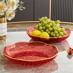 Plastic Light Luxury Retro High-grade Flower Shape Gold Inlay Pattern Fruit <b>Plate</b> Living Room Dried Fruit <b>Snacks</b> Candy Storage - Product Image 5