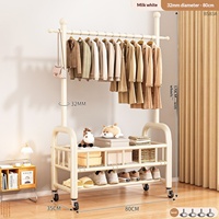 Porte-vêtements double barre en acier carbone de qualité supérieure, détachable, avec étagères en maille pour armoire, entrée, chambre, usage quotidien de rangement