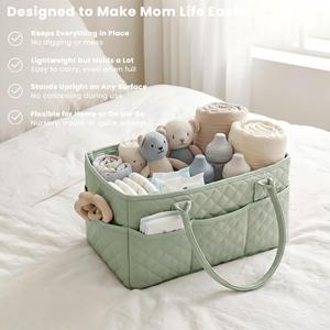 Organizador de Pañales Acolchado con Asa, Cesta de Almacenamiento Portátil para Guardería, para Mesa de Cambio - Product Image 3