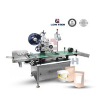 LOM Labeler Sacs préfabriqués Pochettes debout séparées et alimentées automatiquement avec surface à fermeture éclair Étiqueteuse d'autocollants plats