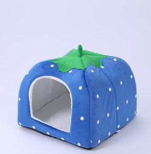 Rumah hewan peliharaan lipat bentuk stroberi bunga empat musim kandang anjing semi-tertutup sarang mewah pendek multi-spesifikasi - Product Image 4