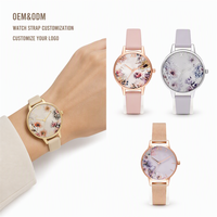 Montres japonaises de luxe pour femmes, bracelet en cuir véritable de haute qualité, mouvement à quartz floral