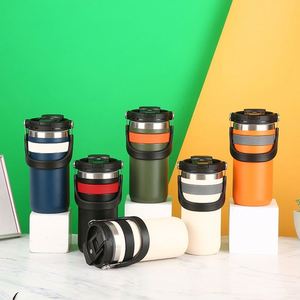 Wide Mouth Stainless Steel <b>Coffee</b> Mug Travel Flask Keep Cold Sports Water <b>Bottles</b> Tumbler with Straw and Lid Handle - Product Image 1