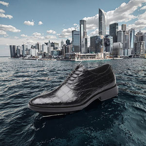 Men's 38-48 Size Black Brown for Crocodile Plain Oxford <b>Dress</b> Shoe Formal Pointed Toe Business Style Lace-Up for Spring Weddings - Product Image 3