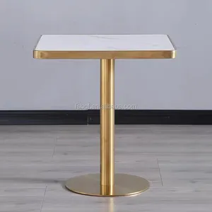 Nuovo design di lusso all'ingrosso ristorante mobili moderni base dorata piano in marmo tavoli da pranzo di modo di caffè tavolo da tè