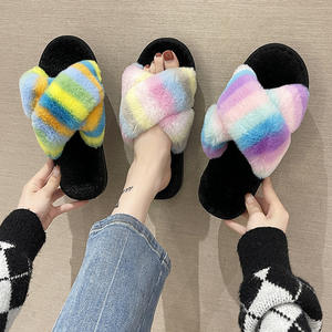 Nouvelle mode femmes pantoufles intérieur maison Simple sandales <span class=keywords><strong>semelle</strong></span> épaisse doux fourrure floue moelleux diapositives en peluche pantoufle pour les femmes pantuflas - Product Image 6
