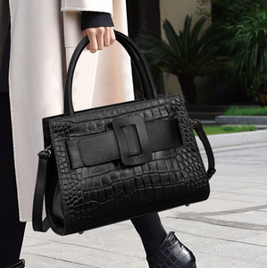 Sac fourre-tout bleu clair à motif crocodile ZhongHong pour femme, sac à bandoulière, sac à main, fermeture éclair, doublure en polyester, usage quotidien - Product Image 5