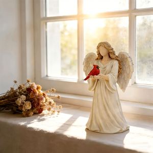 Resin Figurine with Red Cardinal Bird - Nordic Home Decor & Memorial Tabletop <b>Ornament</b> - Product Image 3