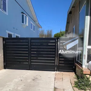 Modern güvenlik bahçe dekoratif yard siyah çit panelleri açık metal gizlilik slat ekran kapısı ile yatay alüminyum çit