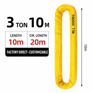 Sangle de levage de type œil de 3 tonnes (6600 lb) OEM EN CE GS, sangle de levage <span class=keywords><strong>textile</strong></span>, sangle <span class=keywords><strong>ronde</strong></span> en fibre synthétique, 1/2/3/4/5/6/8 m - Product Image 1