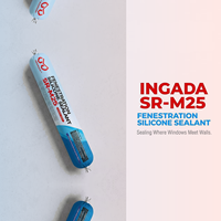 Sellador de Silicona para Ventanas INGADA SR-M25, Resistente al Moho, Curado Rápido, para Juntas de Ventanas y Puertas, Clase 25, Movimiento 300ml, CE
