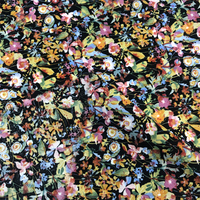 Tissu noir imprimé Floral 100% coton petit motif Floral popeline pour rideau