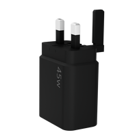 Chargeur mural USB-C électrique 45W à vente rapide, prise EU/UK/AU/US, charge rapide PD3.0, adaptateur secteur ignifuge, design compact