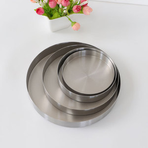 Stainless Steel Round Tray <b>Set</b> Metallic <b>Silver</b> Storage Plate For Coffee <b>Tea</b> Serving Decorative Trays - Product Image 2