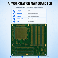 Mainboard Workstation AI Bare PCB-Multilayer Custom PCB ENIG Surface Finish Ukuran 350x400mm untuk Perakitan Sistem Server Multi GPU