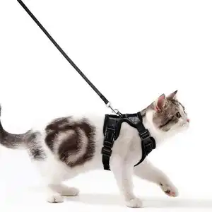 Produsen harga rendah polyester dapat disesuaikan bernapas kucing harness dan tali