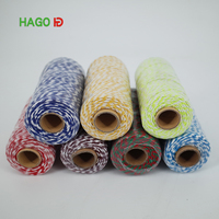 Wholesale 4ply 4mm Combed Fancy Cotton Yarn Dyed Rainbow Color Hand Knitting Yarn for Weaving Tapestry Ornament