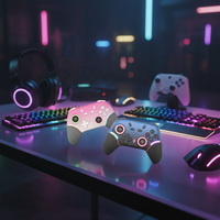 Manette de jeu sans fil BT 2.4GHz pour téléphone mobile, joystick avec lumière RGB, moteur de vibration, bouton turbo pour Android/iOS/PC, Gamepad X9