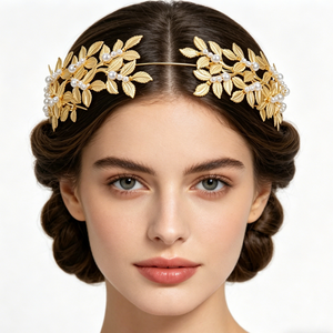Elegante Fascia per Capelli Unisex in Stile Europeo-Americano con Foglie Floreali in Lega e Perle, Placcata in Oro/<span class=keywords><strong>Argento</strong></span> per Spose e Matrimoni - Product Image 2