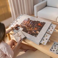 Plateau de puzzle avec support et couverture 2 en 1, plateau en feutre super léger, rangement avec 6 tiroirs pour adultes, table de puzzle