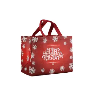 Wholesale Customized recycled Non-woven PP Coated Color Printing Portable Advertising Christmas Gift Shopping Bags Tote Bag
