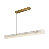 Lustre linéaire de luxe à LED, minimaliste, en marbre veiné naturel, pour îlot de cuisine, salle à manger