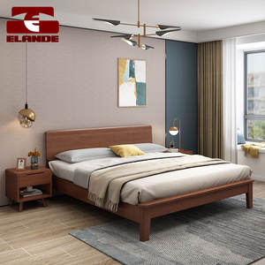 Cama Doble de Madera Maciza de Estilo Nórdico Moderno al por Mayor, Precio de Fábrica, Muebles de <span class=keywords><strong>Dormitorio</strong></span>, Cama Matrimonial - Product Image 1