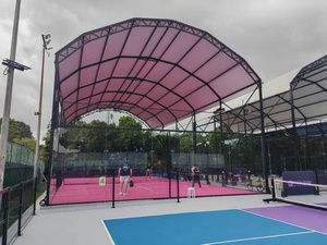 Couverture de toit en acier Kingmarte pour terrains de tennis et de padel extérieurs, verre trempé de 12 mm, hauteur de pelouse (10/12/15 mm), panneaux de terrain de padel - Product Image 2