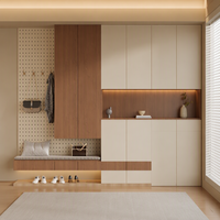 Meuble à chaussures moderne sur mesure pour entrée, unité de rangement intégrée pour buanderie avec banc, système de placard de hall d'entrée de qualité ENF