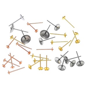 Stainless Steel Earring <b>Posts</b> With Convex Cup Studs For DIY Jewelry Making 316L Hypoallergenic Findings <b>Round</b> Shape - Product Image 1