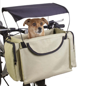Bisiklet bisiklet sepeti ayrılabilir döngüsü ön tuval sepet taşıyıcı çanta evcil hayvan taşıyıcı alüminyum alaşımlı (kahverengi) - Product Image 1