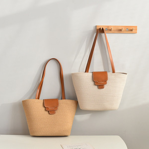 Nordic style new cotton rope woven <b>bag</b>, women's shoulder <b>bag</b>, <b>straw</b> <b>bag</b>, beach <b>bag</b>, casual women's <b>bag</b>, student versatile <b>bag</b>. - Product Image 1
