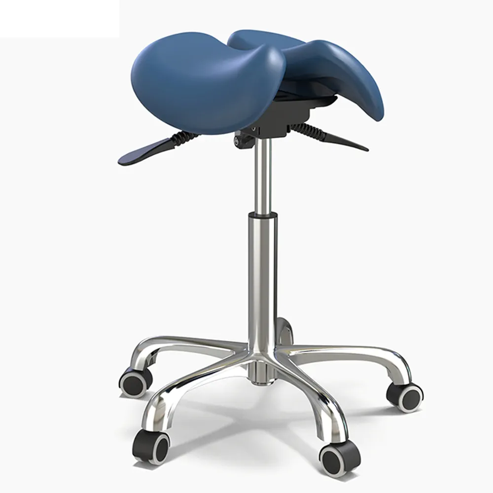 Hi5 PU Leather Saddle Stool Anti Hemorrhoids Ergonomic Height Adjustable Saddle Stool With Wheel Dental Swivel Saddle Chair