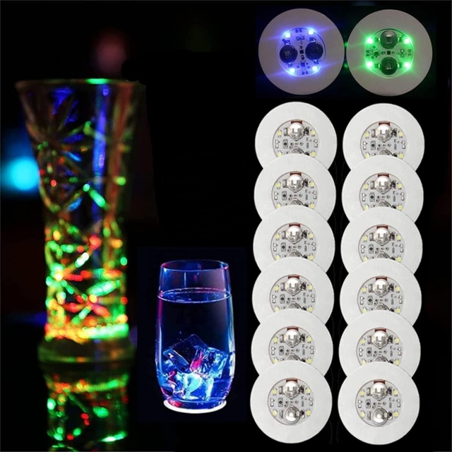 Factory Promotion New Wedding Decoration Light up Led Coaster Sticker Flashing Cup Sticker