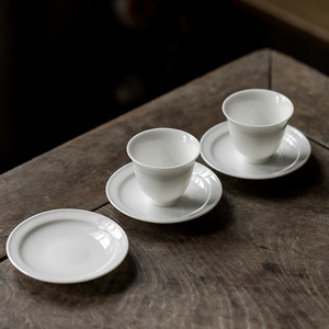 White Porcelain <b>Teacup</b> Coaster Round Ceramic Anti Scalding Kung Fu Tea Set Accessory Traditional Chinese Style - Product Image 2
