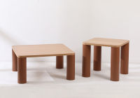 Meubles de salon en vrac canapé moderne à quatre pieds en forme de carré en bois de placage de chêne table basse pour le salon