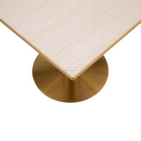 Table en laiton brossé effet travertin Lifepursue avec bord chanfreiné Platner pour hôtel et restaurant haut de gamme
