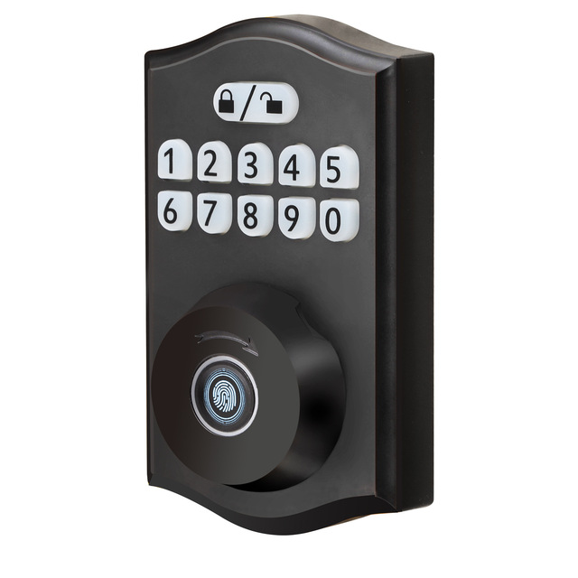 High Quality Black Aluminum Alloy Digital Lock Intelligent Wood Door Security Smart Lock with Fingerprint & Password