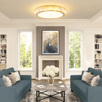 Plafonnier LED moderne de luxe 3 CCT en cristal, luminaire en acier inoxydable à montage en surface pour salon, chambre à coucher, décoration intérieure
