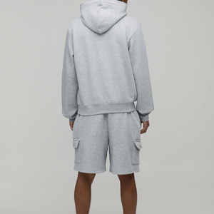 Ensemble de survêtement en coton uni pour homme, sweat à capuche et short, vêtements de sport actifs - Product Image 3
