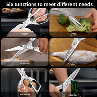 Ciseaux de cuisine multifonctionnels en acier inoxydable de qualité supérieure, 4 en 1, pour légumes, viande, volaille, pour chef cuisinier