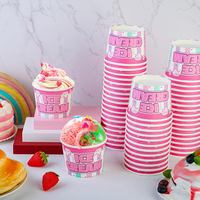 Gobelets en papier pour crème glacée, yaourt et desserts, avec logo personnalisé imprimé, surface enduite, jetables, pour la vente en gros aux glacieries et salons de desserts