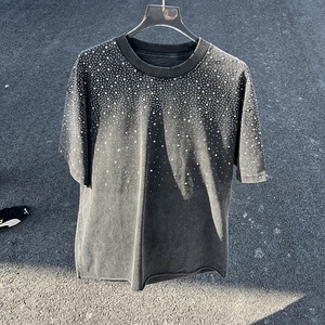 Camiseta Oversize de Algodón 100% de Alta Calidad con Pedrería para Hombre, Venta al por Mayor, Estilo Urbano Casual - Product Image 3