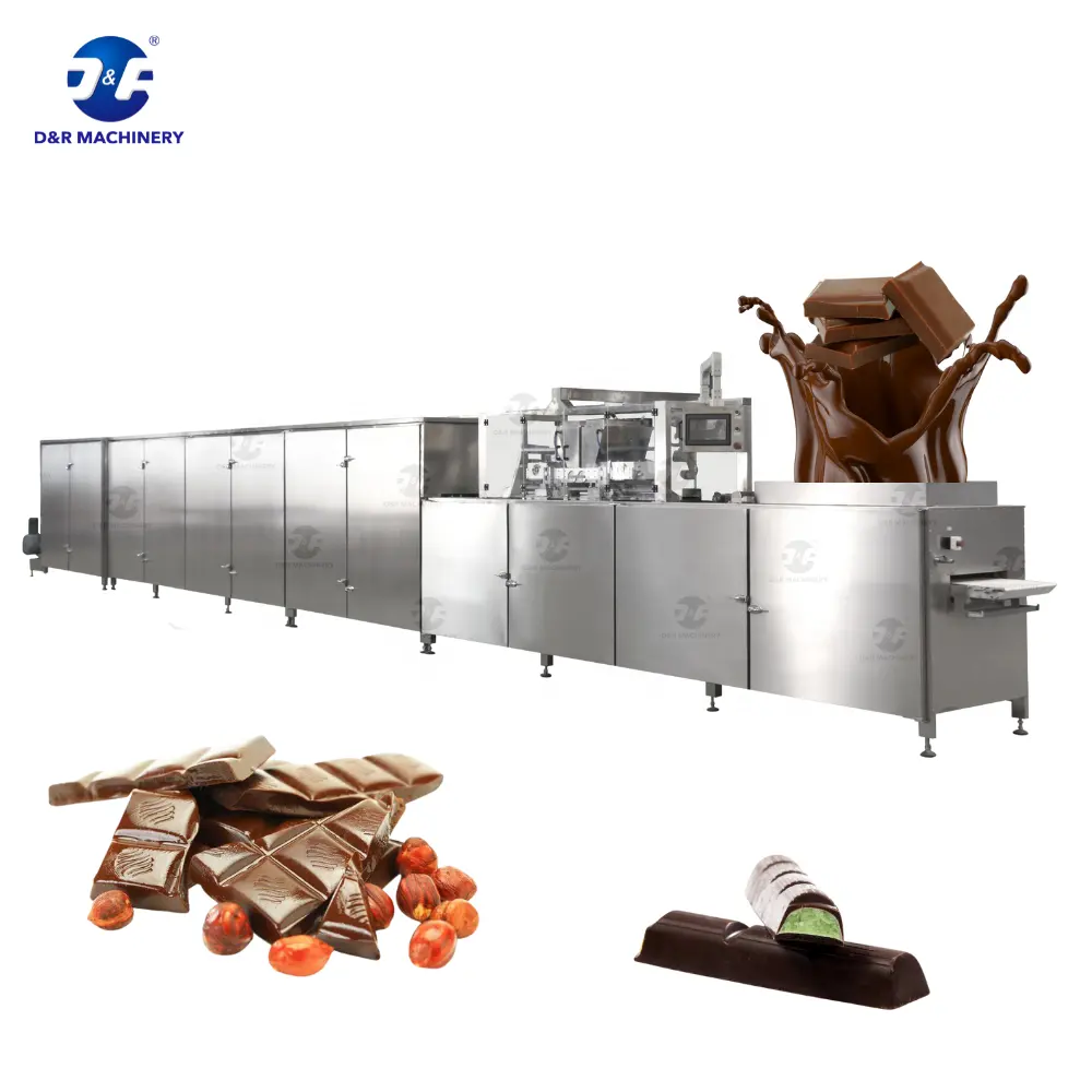 Machine de fabrication de chocolat à servomoteur PLC, ligne de Production de moulage de chocolat pour chocolat uni et multicolore