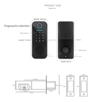 Serrure de porte intelligente numérique WiFi Tuya, haute sécurité, avec empreinte digitale, pêne dormant avec caméra pour porte en acier, sans clé, mot de passe, clé