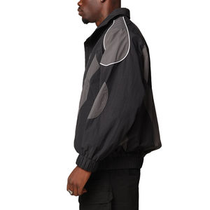 Ensemble coupe-vent à col rond à manches longues léger et personnalisé <span class=keywords><strong>OEM</strong></span> pour le style des années Men-90s/80 noir/orange/rouge/néon/réfléchissant/Peep - Product Image 4