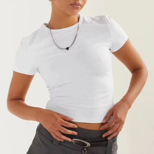 Camiseta Básica Personalizada de Alta Elasticidad, Suave, Transpirable y Agradable al Tacto, de Manga Corta para Uso Diario de Verano para Mujer - Product Image 5