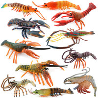 Modèles d'ornements réalistes en PVC massif de crevettes, homards, crevettes tigrées, homards de Boston, et assemblages de créatures marines, best-sellers transfrontaliers